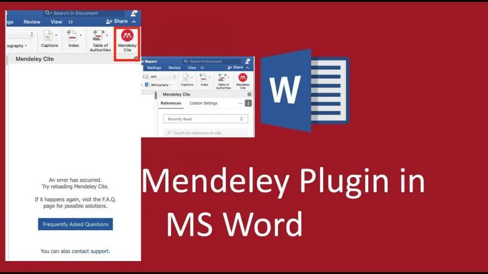 Mendeley Cite with MSWord Issue resolved
