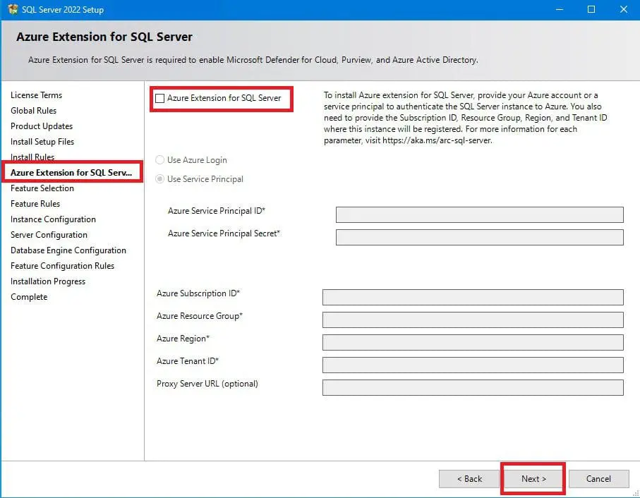 Uncheck-Azure-Extension-for-SQL