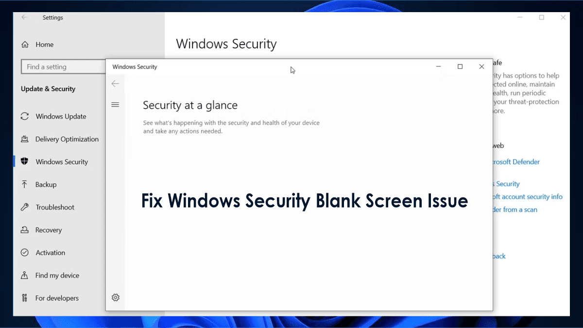 Fix Windows Security Blank Screen Issue