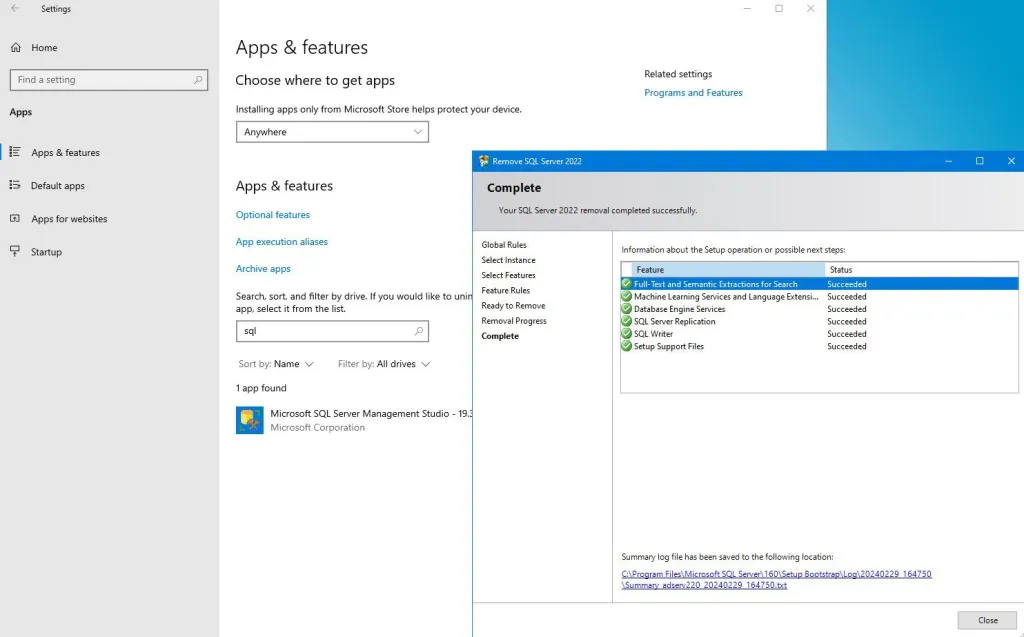 Remove-SQL-Server-2022