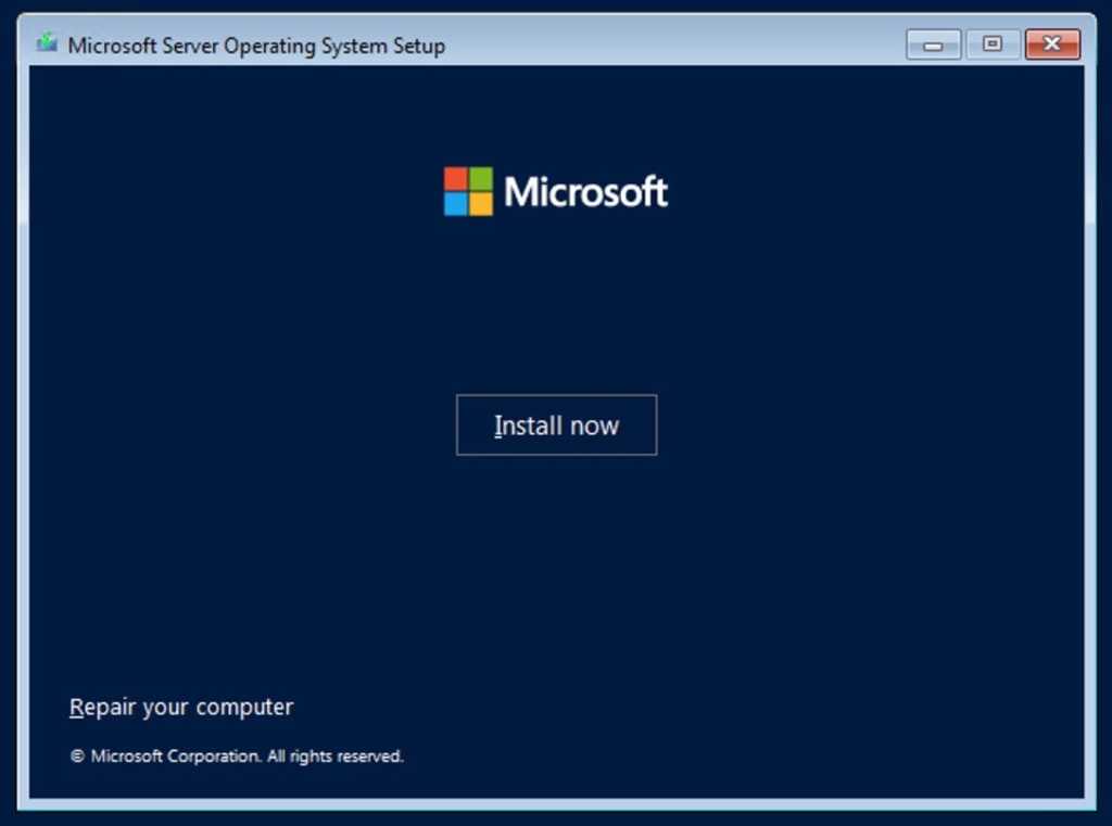 Instal windows server 2022