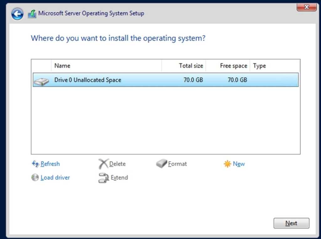 Select disk to install