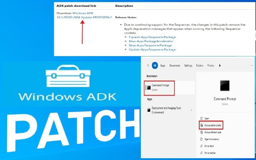 How to download and install the Windows ADK Patches