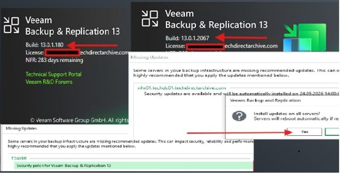 Update Veeam Backup & Replication to Build 13.0.1.2067