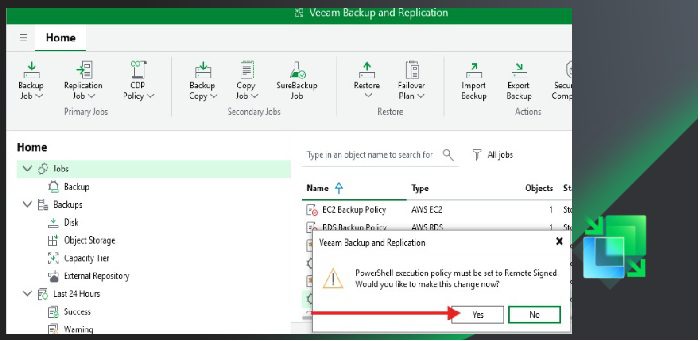 Veeam Backup and Replication: PowerShell must be Remote Signed